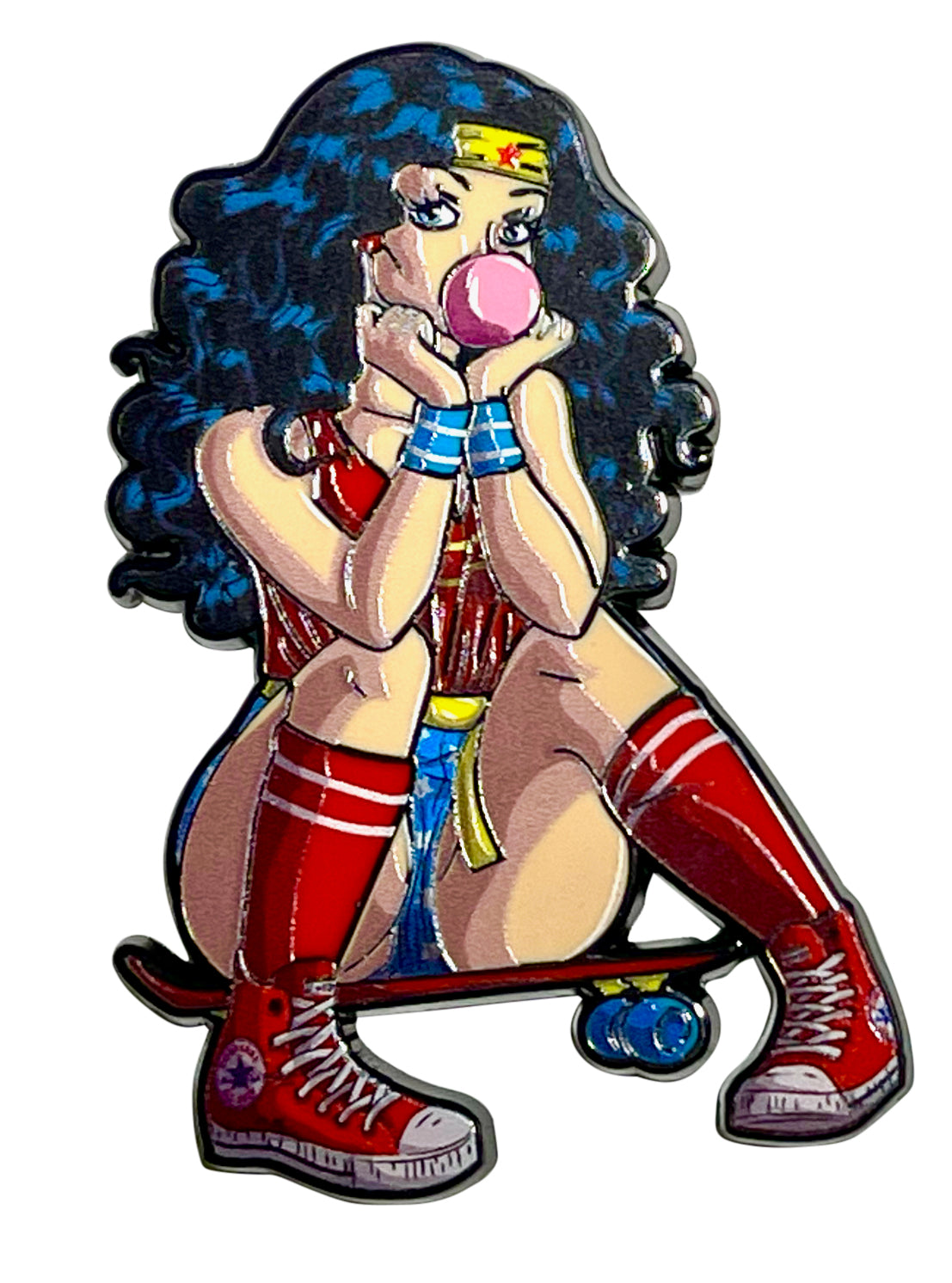 Skater Wonder Woman Enamel Pin – A Bold Twist on the Amazonian Warrior