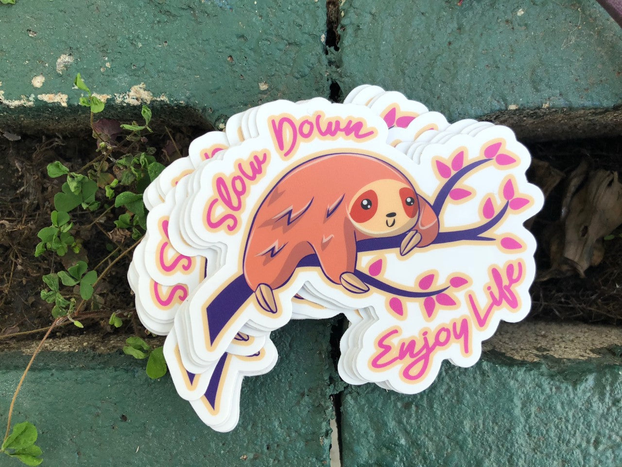 1 Slow Down Sticker – One 4 Inch Water Proof Vinyl  Sticker – For Hydro Flask, Skateboard, Laptop, Planner, Car, Collecting, Gifting