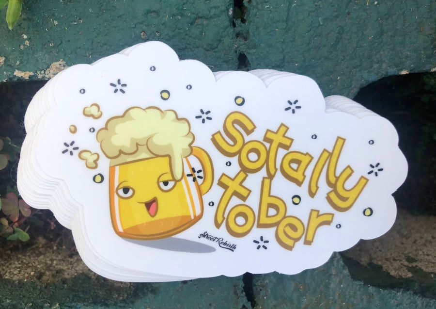Waterproof vinyl sticker featuring an original humorous illustration
