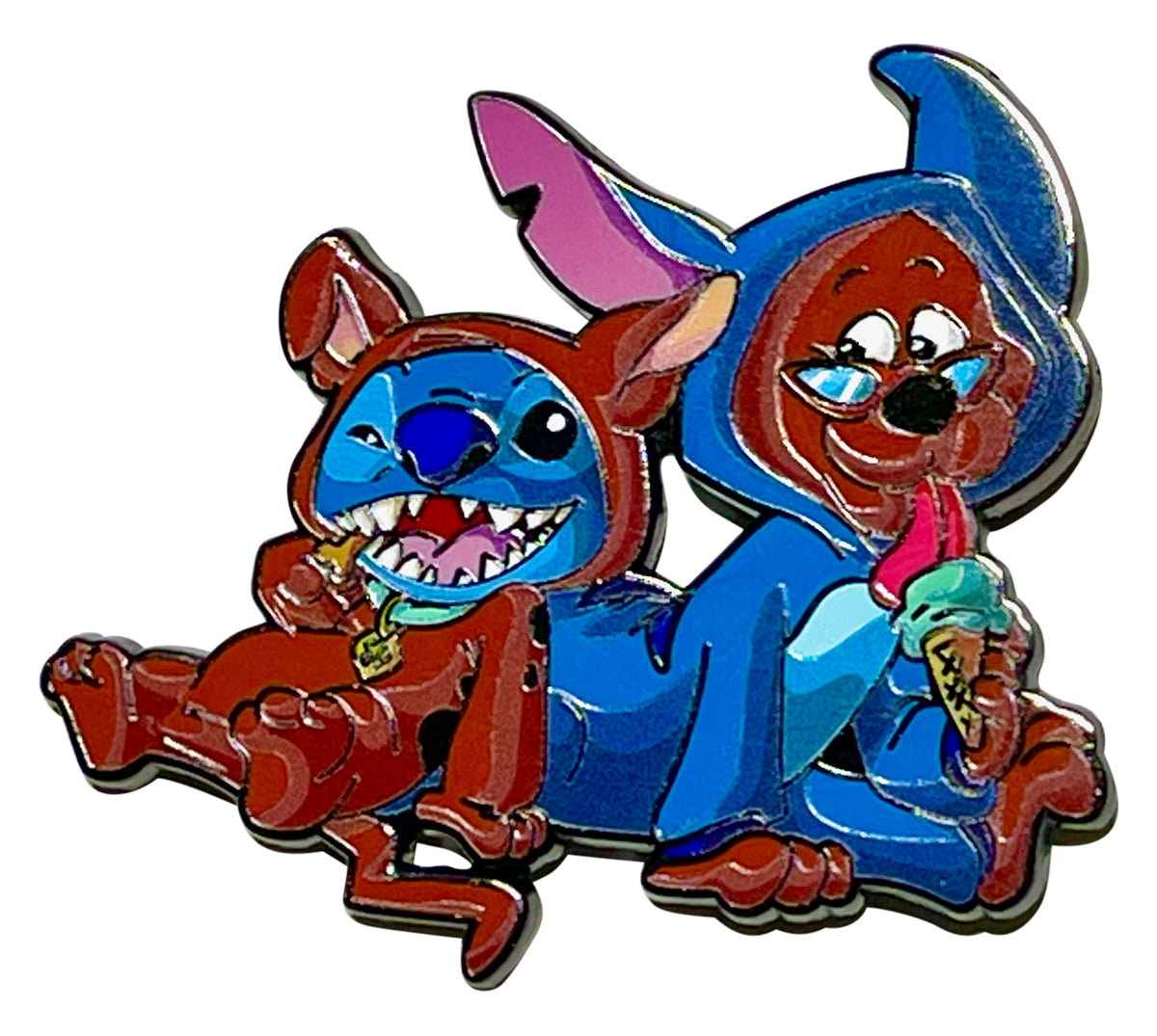 Stitch as Scooby and Scooby as Stitch Enamel Pin – A Mischievous and Playful Disney Mashup