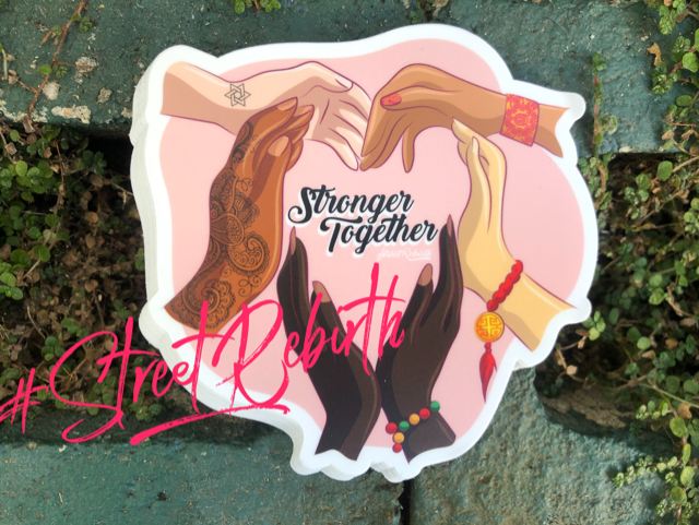 Waterproof vinyl sticker featuring an original colorful illustration