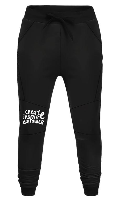 BLACK JOGGER SWEAT PANTS - STREET REBIRTH SIGNATURE BRAND - MATCHING HOODIE AVAILABLE - UNISEX - CREATE INSPIRE EMPOWER