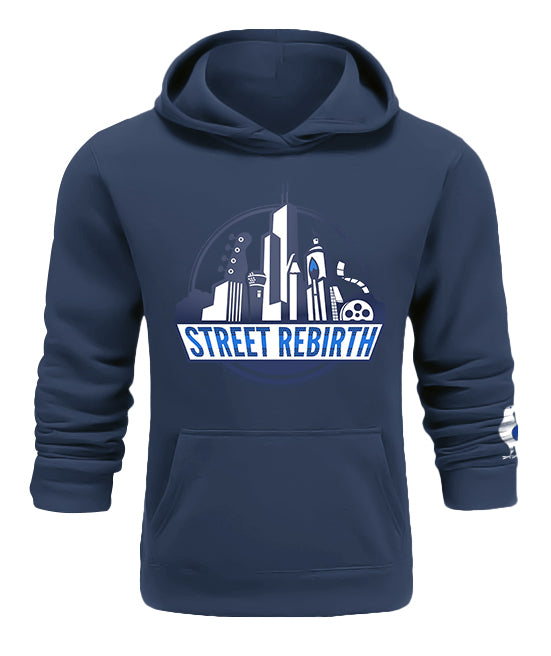 BLUE HOODIE - STREET REBIRTH SIGNATURE BRAND - MIX AND MATCH YOUR TOP AND BOTTOM - UNISEX - CREATE INSPIRE EMPOWER - MATCHING JOGGERS AVAILABLE