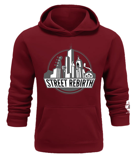 BURGUNDY HOODIE - STREET REBIRTH SIGNATURE BRAND - MIX AND MATCH YOUR TOP AND BOTTOM - UNISEX - CREATE INSPIRE EMPOWER