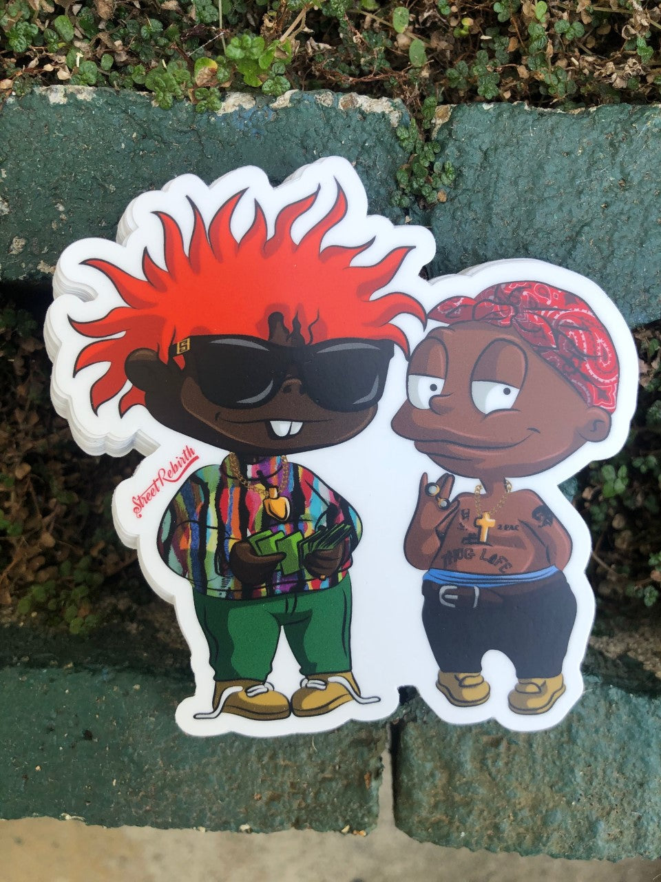 Tommy and Chuckie as Biggie and Tupac Vinyl Sticker – Nostalgic Hip-Hop Mashup for Rugrats Fans