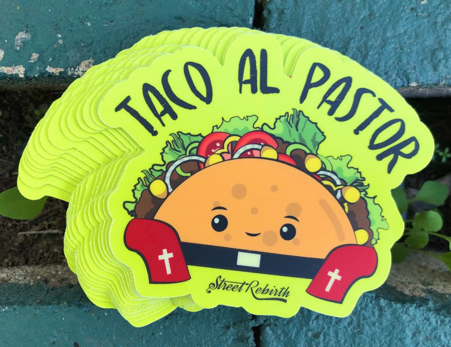 Waterproof vinyl sticker featuring an original food-themed illustration