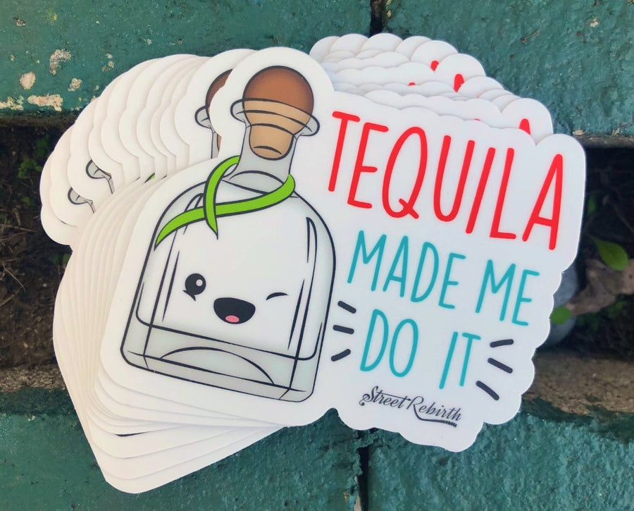 Waterproof vinyl sticker featuring an original humorous illustration