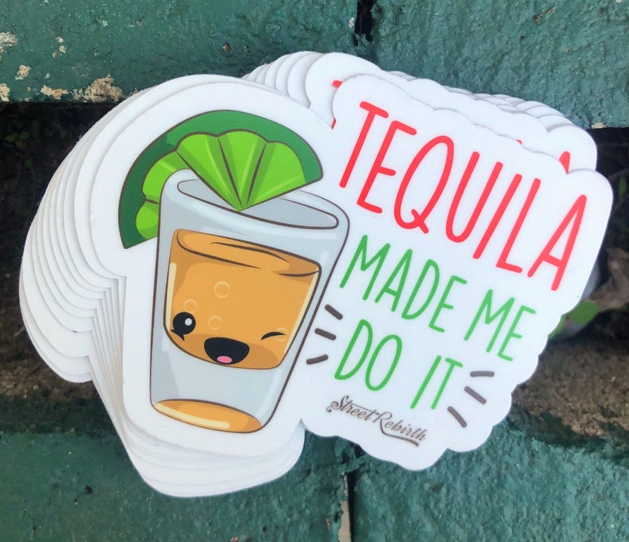 Waterproof vinyl sticker featuring an original humorous illustration