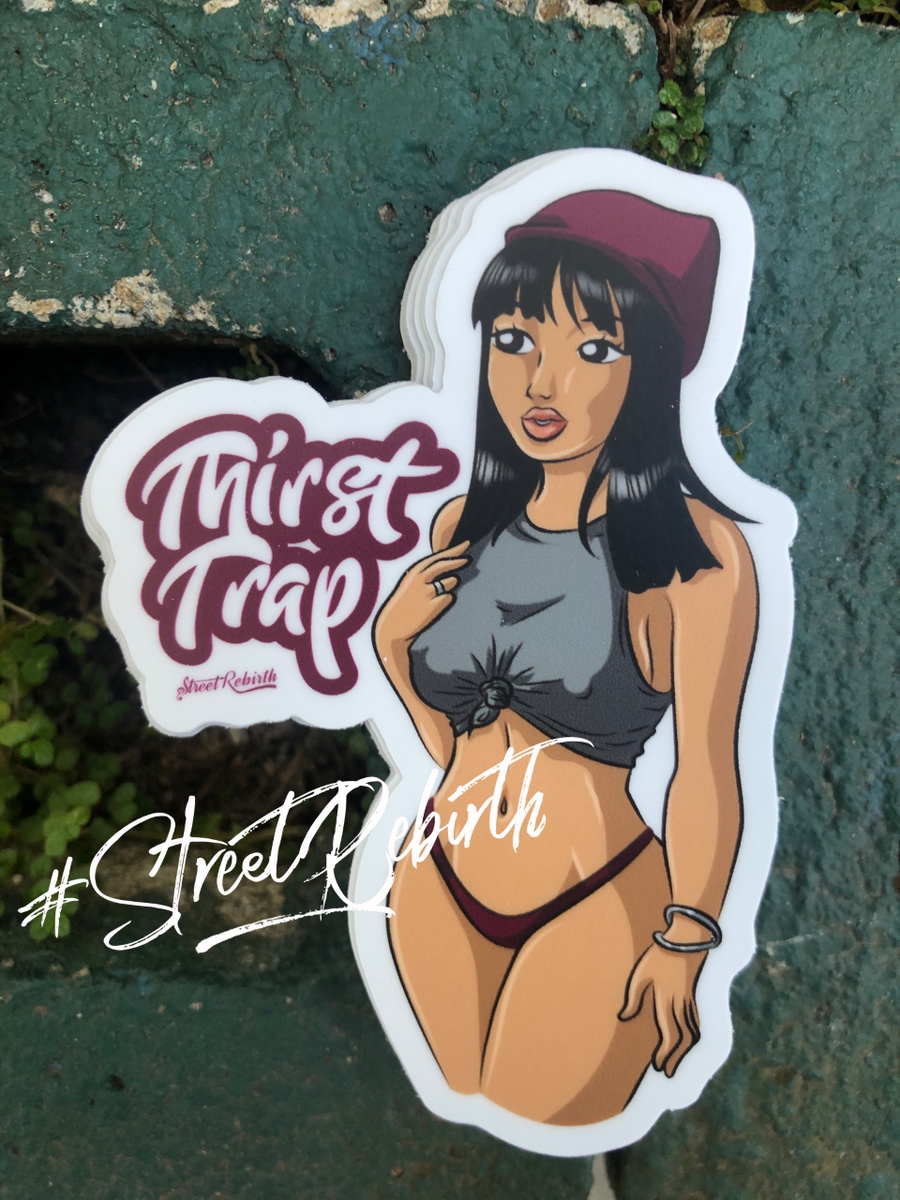 Waterproof vinyl sticker featuring an original hip hop humorous illustration