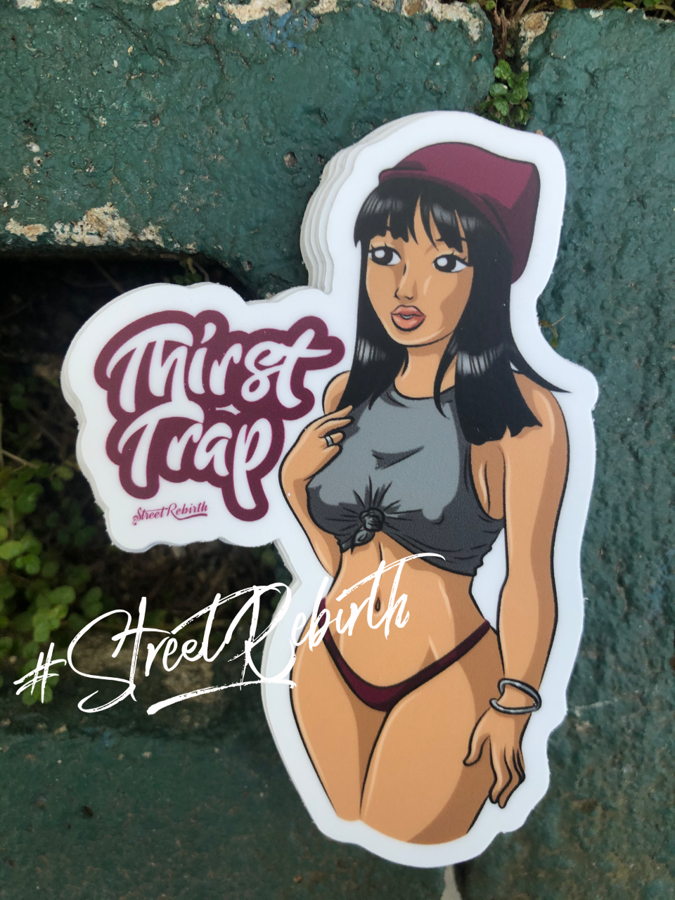 1 Thirst Trap  Sticker – One 4 Inch Water Proof Vinyl Sticker – For Hydro Flask, Skateboard, Laptop, Planner, Car, Collecting, Gifting