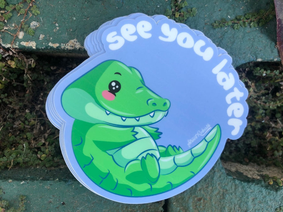 Waterproof vinyl sticker featuring an original humorous illustration