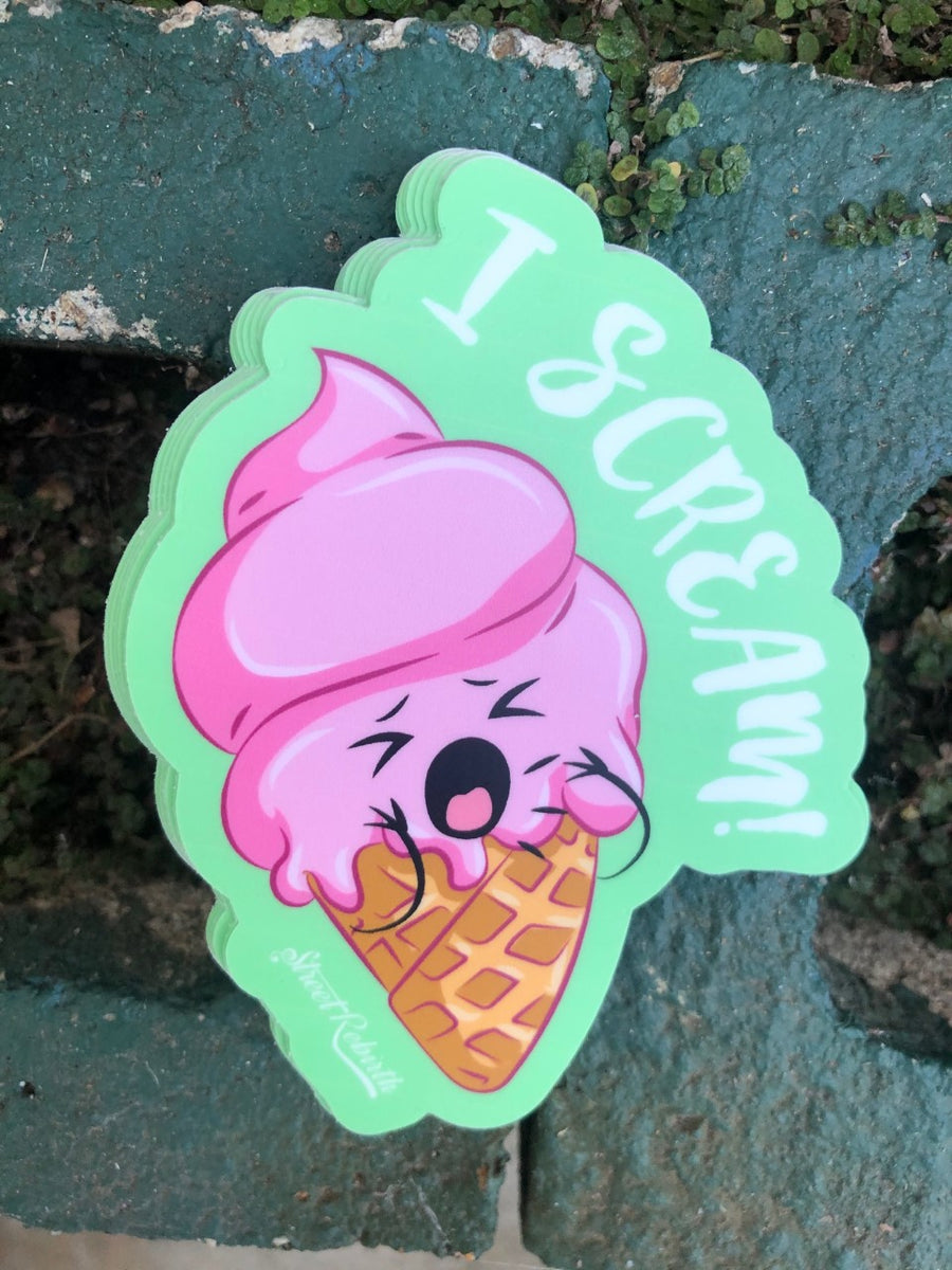 Waterproof vinyl sticker featuring an original humorous illustration