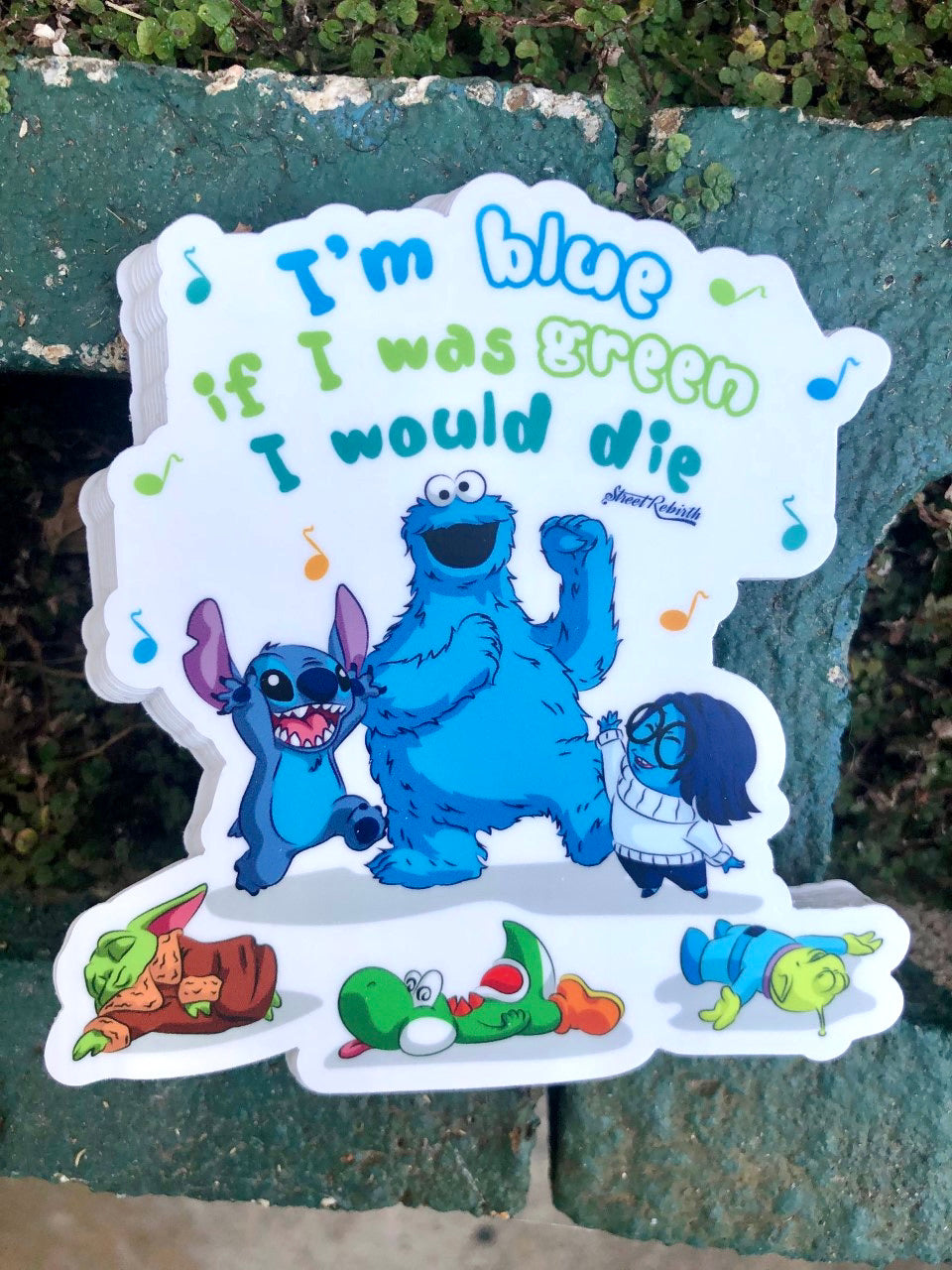 I&#39;m Blue If I Was Green I Would Die Sticker – One 4 Inch Water Proof Vinyl Sticker – For Hydro Flask, Skateboard, Laptop, Planner, Car, Collecting, Gifting