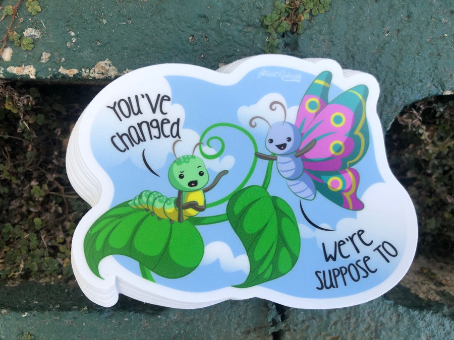 Waterproof vinyl sticker featuring an original humorous illustration