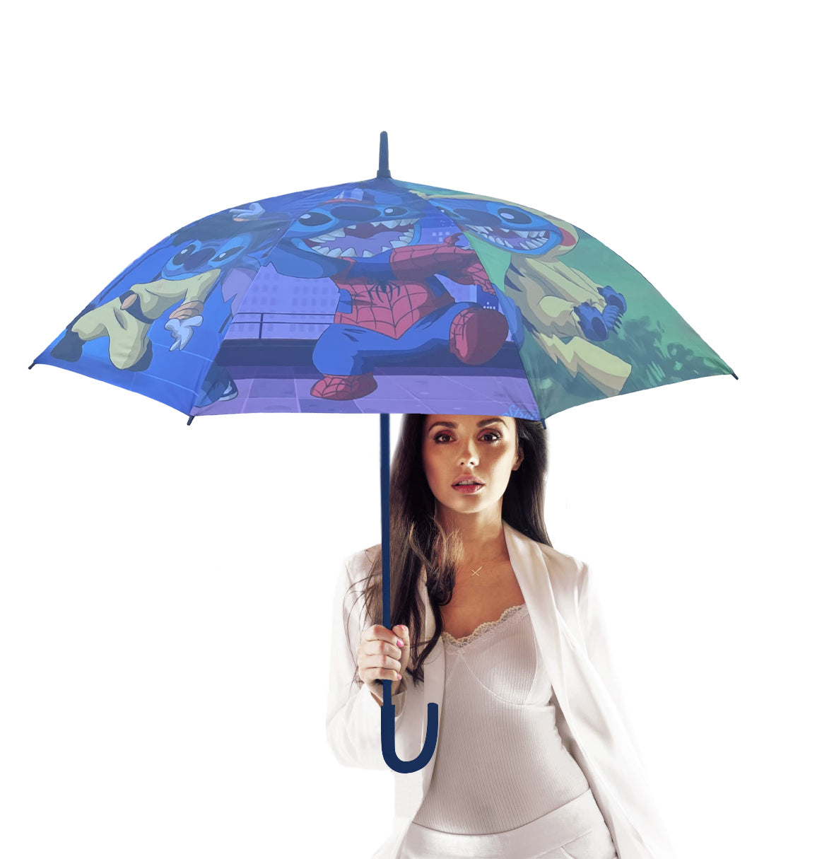 Long Hook Version - Street Rebirth Umbrella - Stitch Umbrella, Cute Fun Cartoon Sun UV Protection Umbrella, PreTeens Teenage Student Kids Adults Gifts