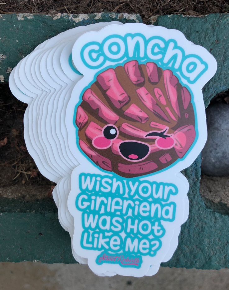 Waterproof vinyl sticker featuring an original cultural humorous illustration