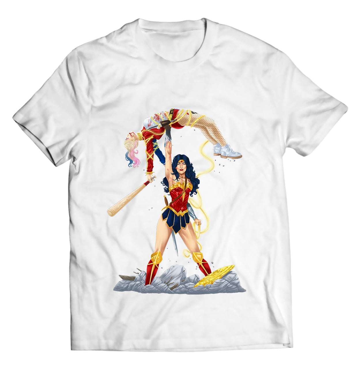 Wonder Woman Defeating Harley Quinn Shirt – Strength vs. Chaos