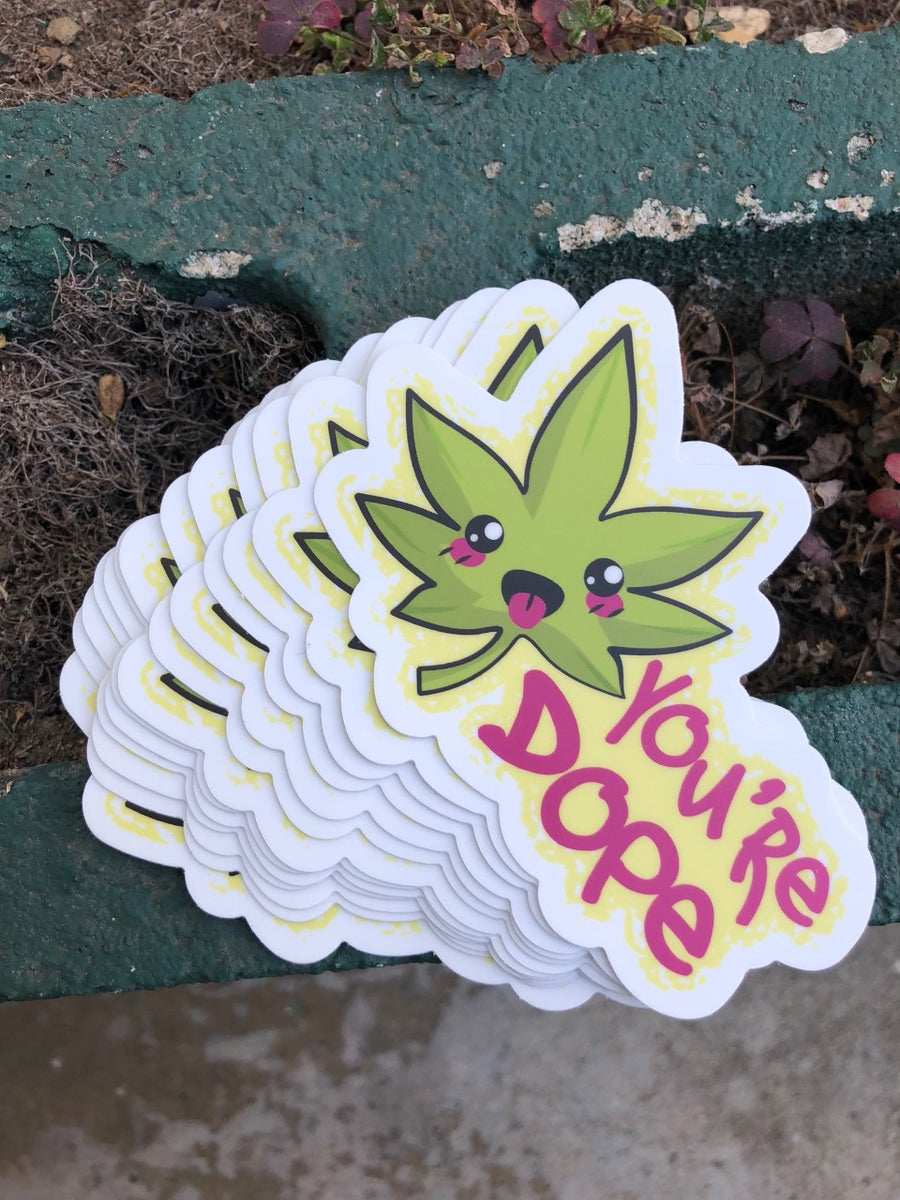 Waterproof vinyl sticker featuring an original humorous illustration